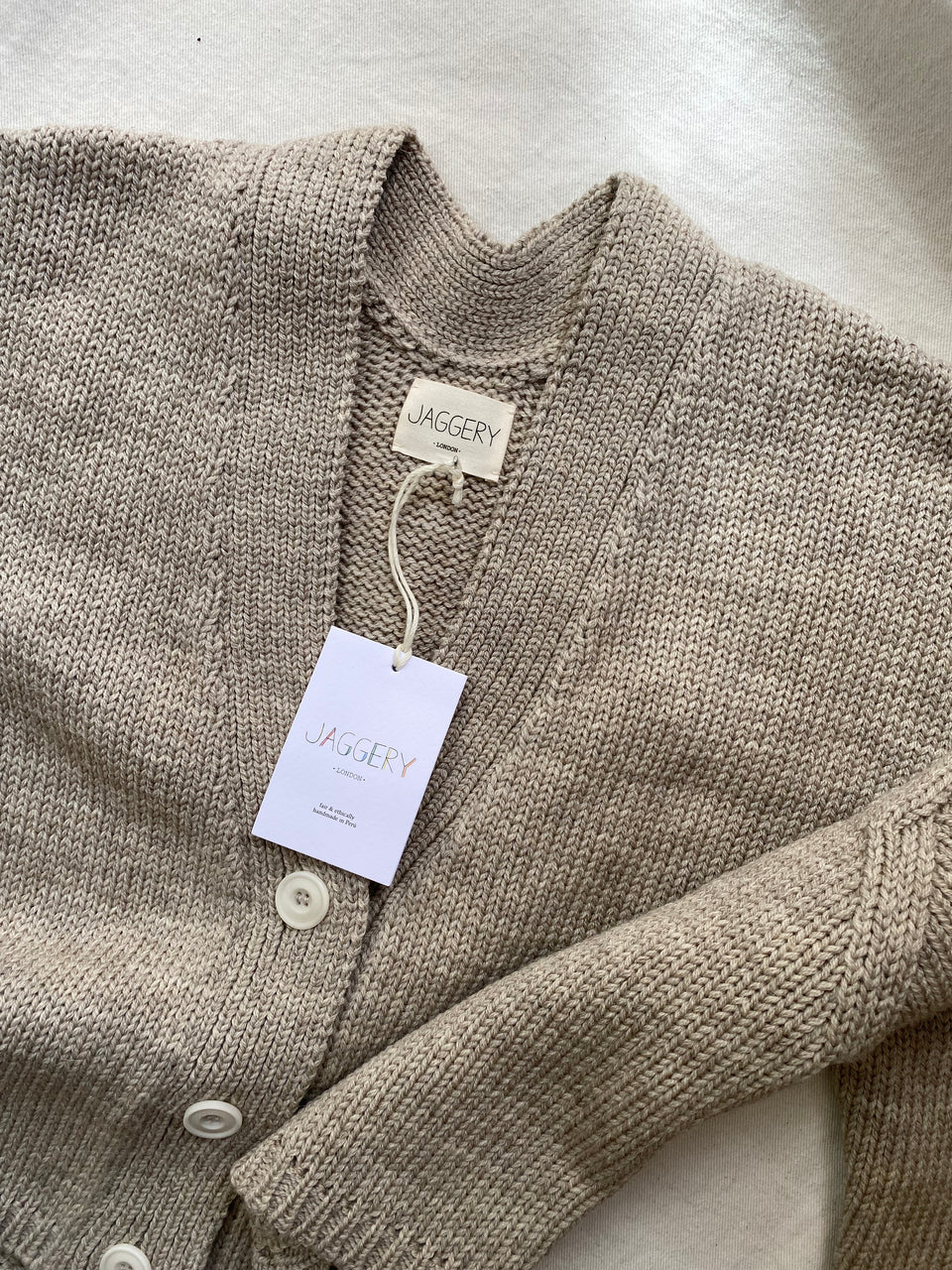 MINI ROSALIA cardigan / highland wool / wild oat / samples