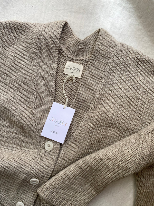 MINI ROSALIA cardigan / highland wool / wild oat / samples