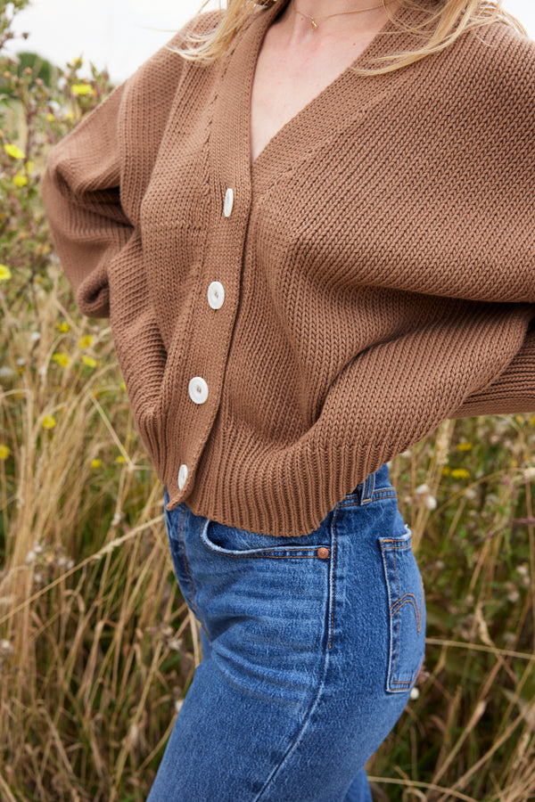 VALERIA cardigan / organic cotton / carob