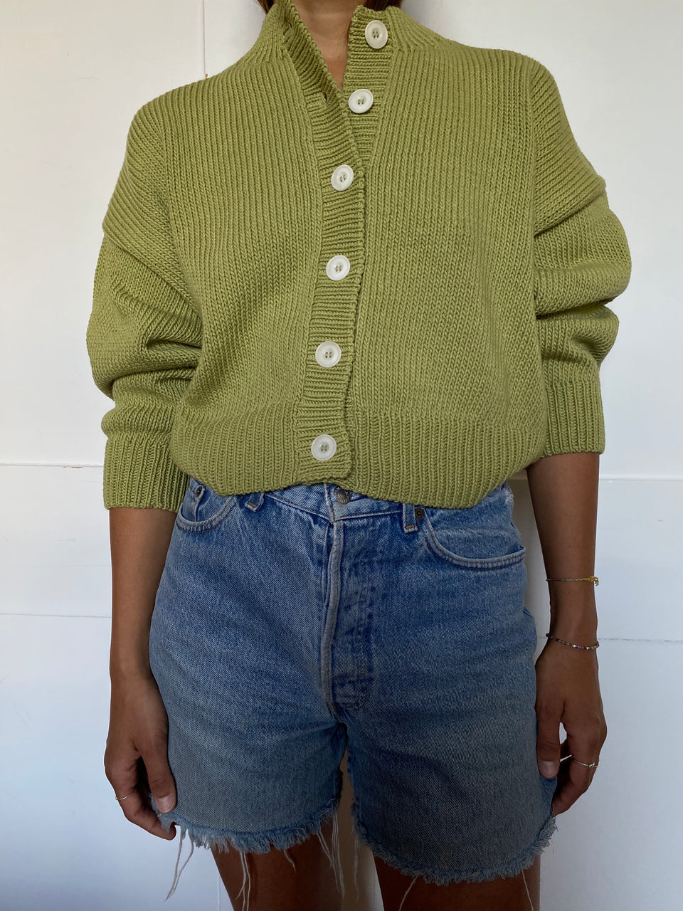 CARMEN cardigan / organic cotton / pistachio