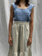 PALOMA ruffle trousers / indian cotton / pastel blue stripe / sample