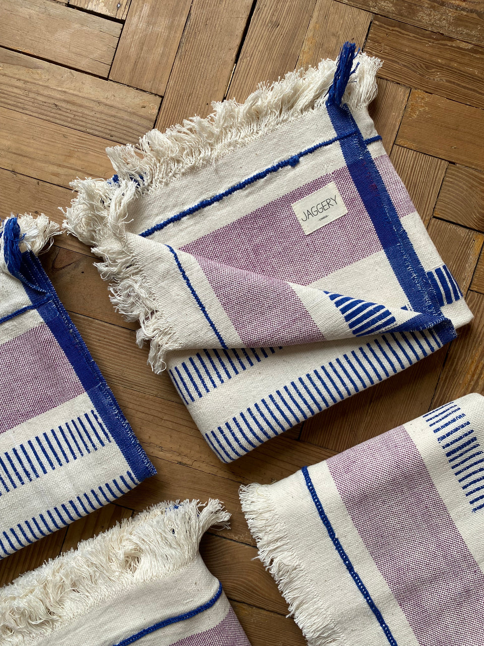 handwoven towel / organic cotton / PLUM & BLUEBERRY