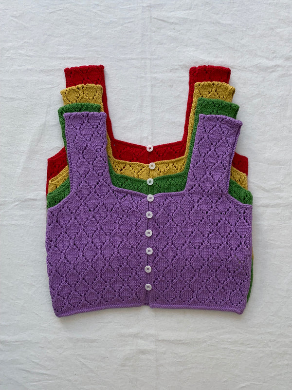 LINA vest cardigan / organic cotton / summer lilac
