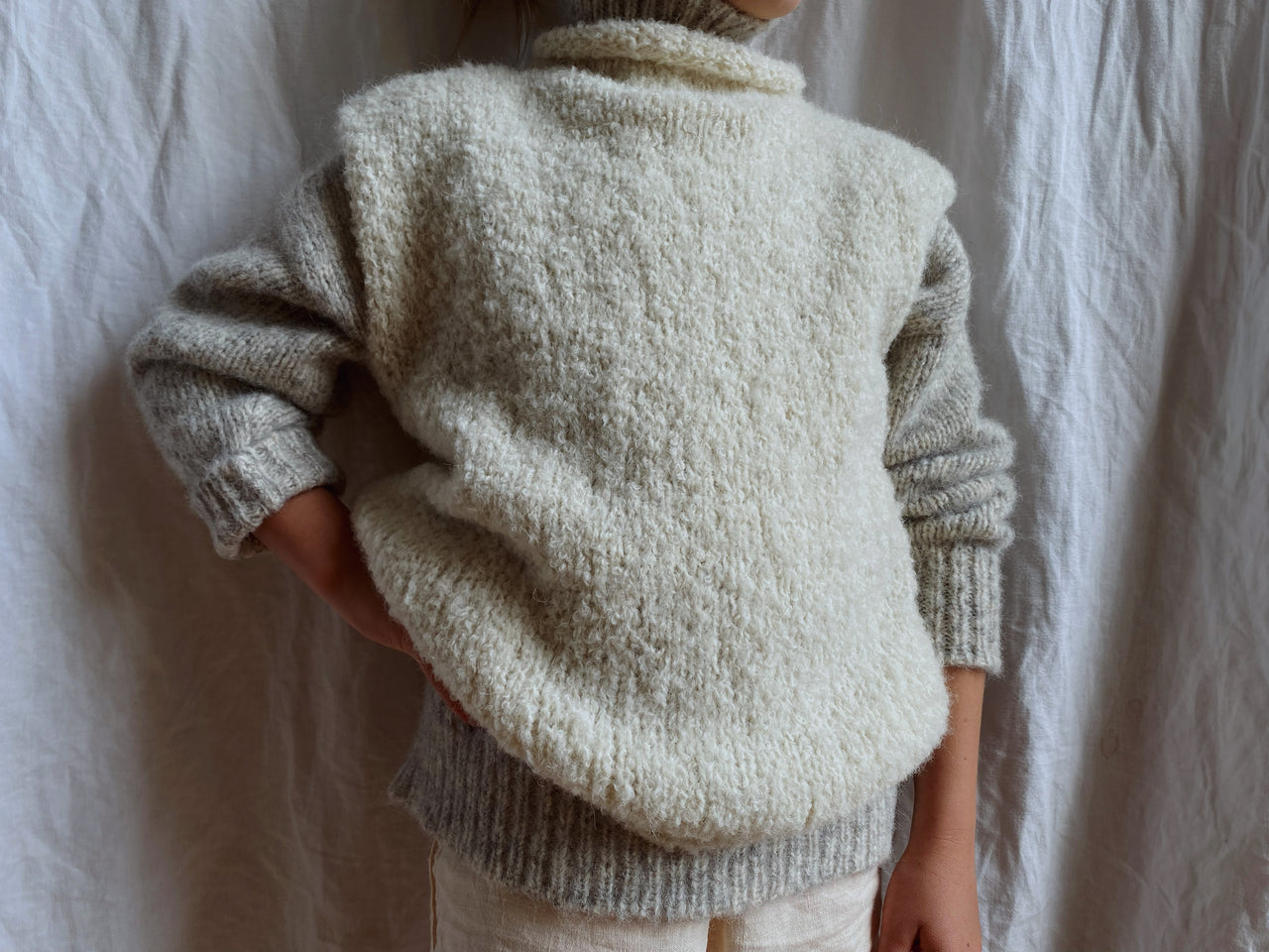 TINO kids fluff vest / alpaca & wool boucle / milk